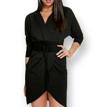 NEW Boohoo Black Faux Wrap Dress Size 4/6 - £15.95 GBP