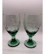 Vintage Green Pressed Glass Goblets – Grape Leaf Pattern, Set of 2, Spain - €17,43 EUR