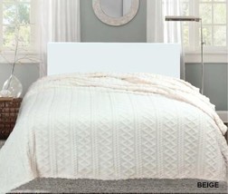 EVELYN WHITE EMBOSSED SHERPA BLANKET  SOFTY AND WARM QUEEN SIZE - £35.19 GBP