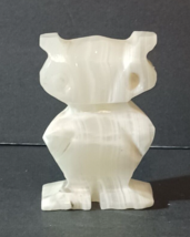 Vintage Hand Carved Solid MARBLE QUARTZ NATURAL STONE OWL Figurine 2.75&quot;... - £21.96 GBP