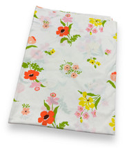 Vtg 70s Sears Perma-Prest 76x96” Flat Sheet Mod Floral Orange Yellow Pink - £18.13 GBP