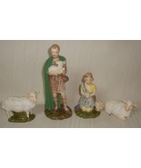 Holland Mold Ceramic Nativity Shepherds &amp; Sheep Set of 4 Replacement Vin... - €25,79 EUR