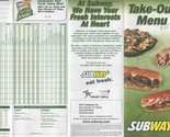 Subway Take Out Menu Customize Your Meal 2005 - £14.46 GBP