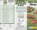 Subway Take Out Menu Customize Your Meal 2005 - £14.28 GBP