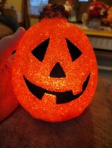 Seasons Melted Popcorn Plastic Halloween Jack-O-Lantern Pumpkin Lighted 7&quot; - C1 - £18.24 GBP
