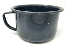 Black Graniteware Water Cup Mug With Handle Vintage Primitive - £12.08 GBP