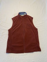 Orvis Fleece Full Zip Vest Rust Red Zippered Pockets Outdoor Hiking Camping - $19.35