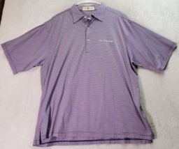 Fairway &amp; Greene Polo Shirt Mens XL Purple Striped Short Sleeve Slit Logo Collar - £10.38 GBP