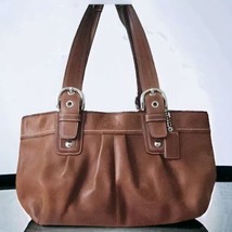 COACH Soho honey brown Leather Pleated Tote Handbag Satchel F13732 Purse - £38.83 GBP
