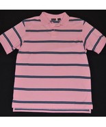 Mens Medium M JOS. A. BANK Short Sleeve Cotton Polo Shirt Pink Stripe Tr... - $12.99