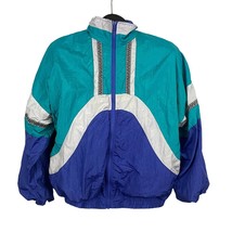 VTG Wilson 90s Windbreaker Jacket Colorblock MEDIUM Blue Lightweight - £24.71 GBP
