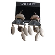 Catherine&#39;s Earrings New Dangle Silver Tone Hook Pierced Gray Blue Chandelier - £7.21 GBP