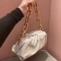 2023 New Handheld Shoulder Bag with Thick Chain and Wrinkled Cloud Patte... - £18.49 GBP
