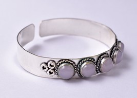 Silver Plated Handmade Round Rose Quartz Women Elegant Designer Bracelet Gift - £23.94 GBP