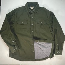 Duluth Hanger Bender Fire Hose Shirt Jacket Men L Green Canvas Fleece Li... - $43.02