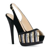 Just Fab (JF) ~ Women&#39;s Size 8 ~ 5.75&quot; Hi-Heel ~ Black Sequined Platform Shoes - £24.29 GBP