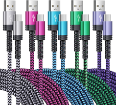 Type C Charging Cable, 5Pack 6FT Braided USB a to USB C Fast Charger Cable Andro - £23.93 GBP