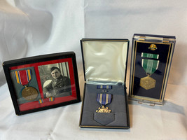 WW2 Air-force Achievement and Military Merit Medal Lot Of 3 In Cases and Mount - $59.35