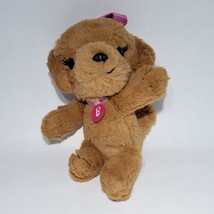 Barbie 8&quot; Golden Retriever Doodle Brown Dog Puppy Plush Pink Bow Collar EUC - £10.16 GBP
