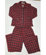 LL Bean Womens XS Buffalo Plaid Flannel Pajama Set Red &amp; Black Button To... - $34.90