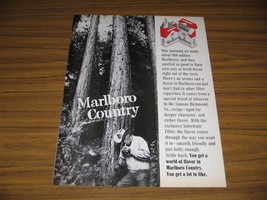 1963 Print Ad Marlboro Cigarettes Cowboy Smokes in Forest - $10.56