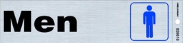 Men DOOR Symbol SIGN Adhesive Silver Aluminum Mens Rest Room 2x8&quot; Hillma... - $22.31