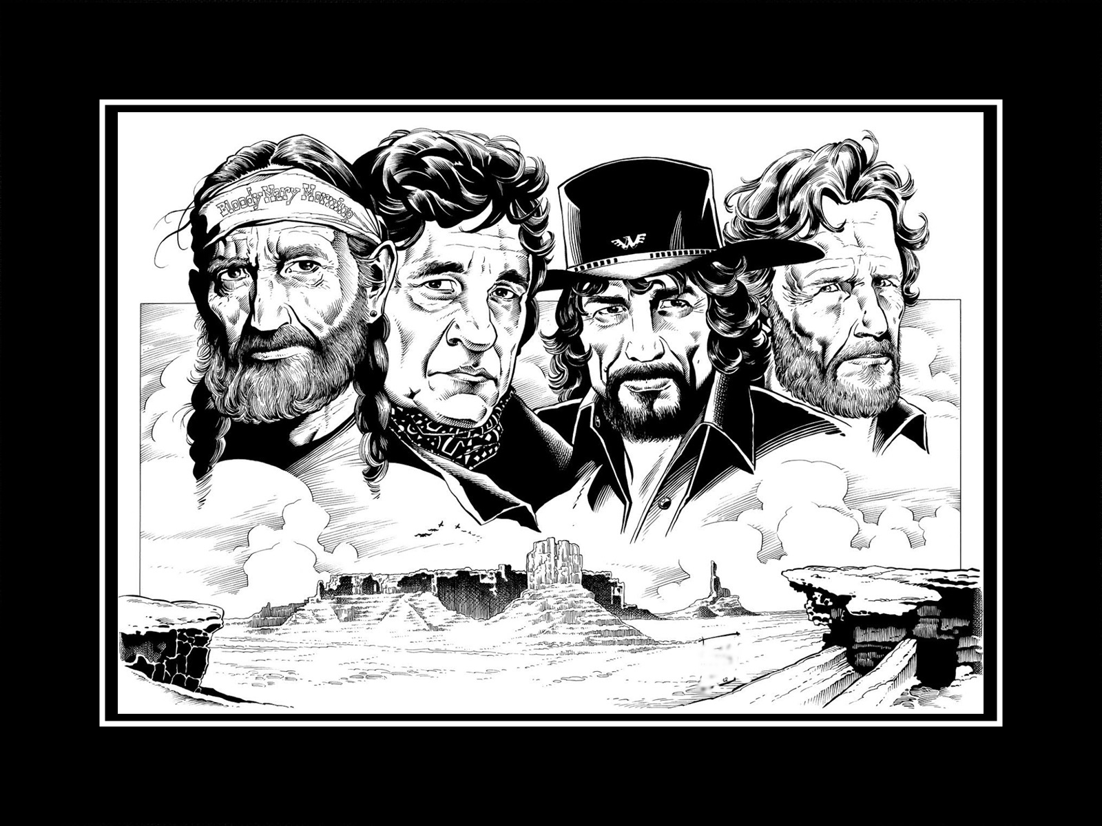 Willie Nelson Poster Print Highwaymen Johnny Cash Country Music Wall Art... - $21.99+