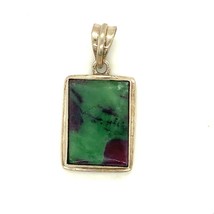 Vintage Sterling Sign 925 Polish Rectangle Shape Zoisite Stone Cabochon ... - £54.44 GBP