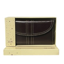 Buxton Bifold Wallet Brown Leather White Stitch Detail Credit Card New In Box - £22.07 GBP