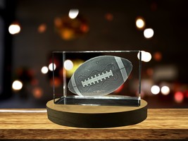 LED Base included | American-Football-Art | 3d-Engraved-Crystal-Keepsake - £31.86 GBP - £318.74 GBP