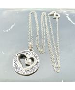 VINTAGE ITALIAN 925 STERLING SILVER DANGLE HEART NECKLACE - €49,79 EUR