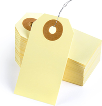 Blank Shipping Tags with Wire, 100 PCS 2 3/4 X 1 3/8 Inches Manila Hang ... - £14.13 GBP