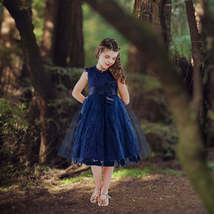 Laura Lace Dress - Navy Blue - £44.81 GBP