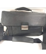 Vintage Gianni Conti Briefcase black leather bag satchel Italy document ... - $74.00