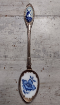 Vintage Delft Blue Pottery Dutch Holland Silver Plate Souvenir Spoon Windmill - £4.93 GBP