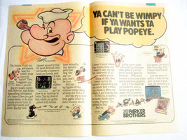 1982 Two Page Color Ad Popeye Parker Brothers Video Game - £6.28 GBP