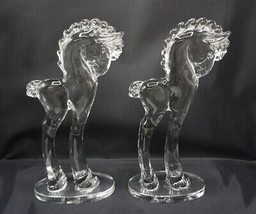 Par De Cristal Caballo Pony Esculturas Por Paden City para Barth Artes - £192.71 GBP