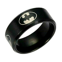 BATMAN Logo Ring Black Stainless Mens Band Ring Sz 10 Sz 11 Fathers Day Gift - £14.38 GBP