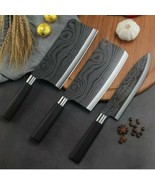 3 Piece Durable Damascus Pattern Kitchen Knife Set Vegetable Fruit Meat ... - £14.11 GBP+