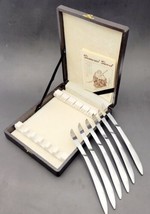 Vtg Set 6 Samurai STEAK KNIVES CUTLERY Stainless BOX Japan - $93.49