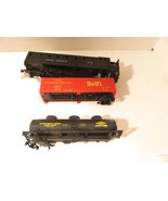 HO TRAINS- VINTAGE THREE CARS FOR PARTS ETC- SWIFT/DOW/PLOW- W79 - $5.25 CAD