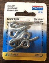 National Hardware N118-257 Screw Eyes 1-3/8 Inch #208 Zinc Plated Steel 6 Pack - $6.63