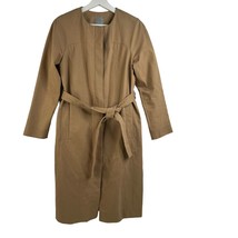 COS women’s Size 34 S Trench Coat Belted Jacket Khaki Long Collarless Po... - $65.40