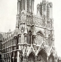 Rheims Cathedral Before Destruction By German Shelling WW1 Print 1917 Sm... - $560.03 MXN