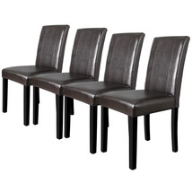 Dining Parson Chairs High Brown Pu Leather Elegant Design Home Kitchen Set Of 4 - £165.99 GBP