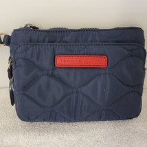 Tommy Hilfiger Nylon Wristlet Clutch Cosmetic Bag Wallet Navy Blue Quilted - £9.59 GBP