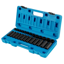 3/8&quot; Impact Socket Set, 26-Piece Metric 7mm-19mm, Deep/Standard 6-Point,... - £38.22 GBP