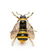 CUTE HONEY BEE PIN 1.3" Gold Black Yellow Enamel Flying Insect Brooch Rh... - $5.95