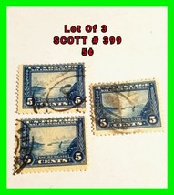 3x United States Scott 399 5c / 5 Cent Panama Pacific Perforated 12 Lot Of 3 - £15.78 GBP