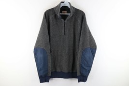 Vintage J Crew Mens Large Sherpa Deep Pile Fleece Half Zip Pullover Sweater Gray - $59.35